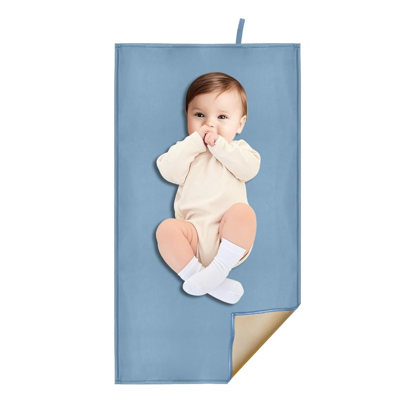 BEWDIO Blue Diaper Changing Mat for Baby, Portable Baby Changing Pad for Travel or Home, Wipeable Mat Fits Perfectly in Diaper Bag (67-10) - Image 1